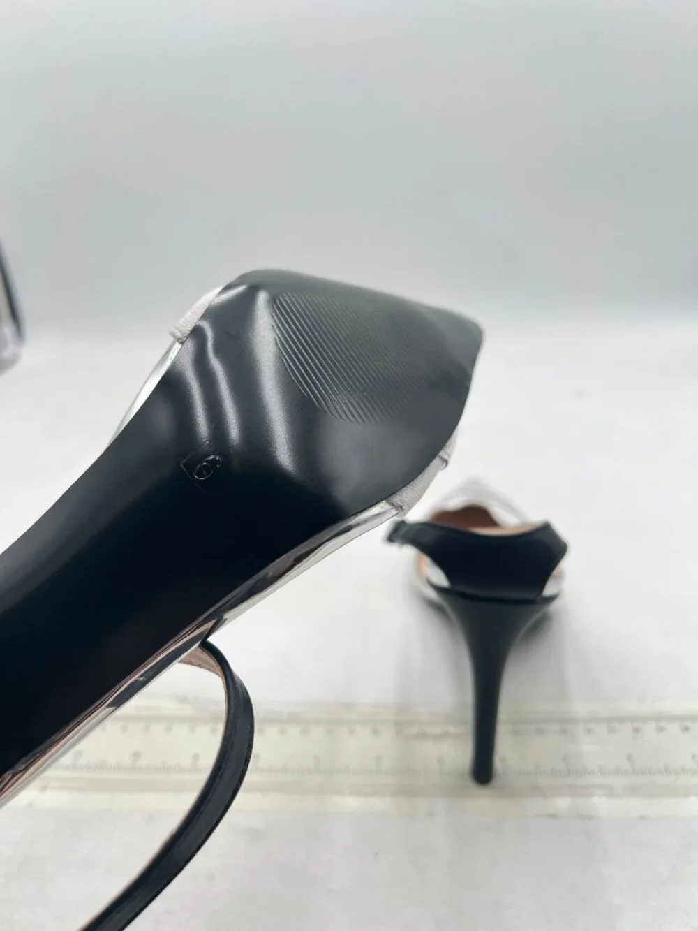FSJ Silver and White Pointed Toe Thin Strap Stiletto Heel Mules for Women